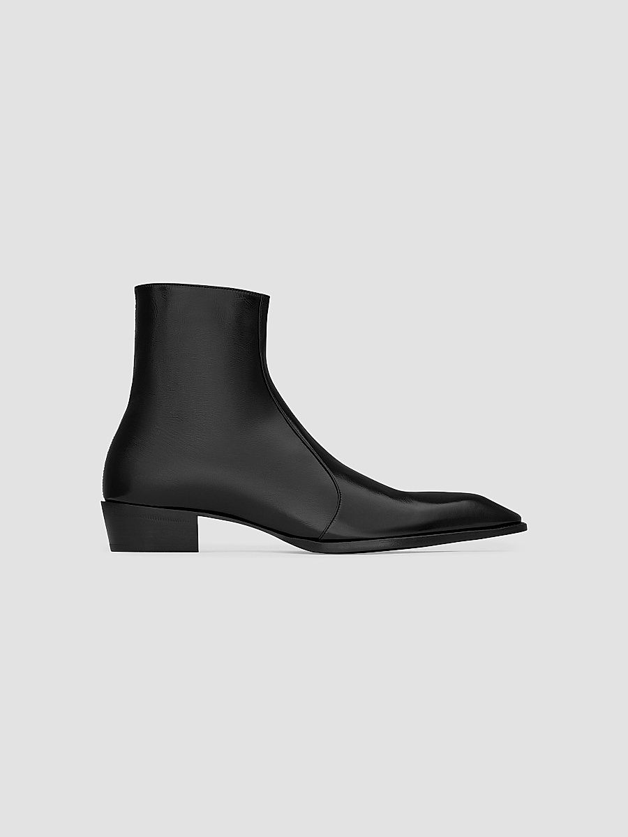 Saint Laurent Men's Aurelien Boots in Smooth Leather - Black - Size 13
