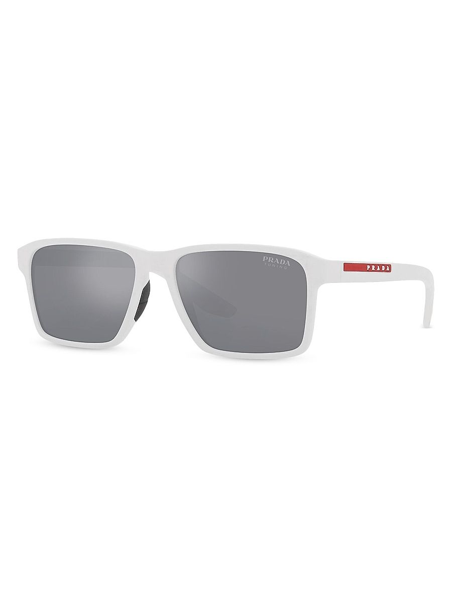 Men's 58MM Rectangular Sunglasses - Natural White