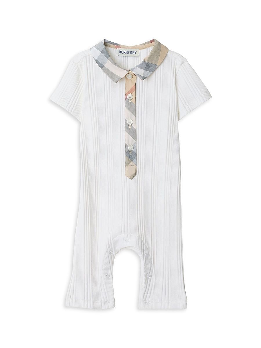 Baby's Cotton Coverall - White - Size 9 Months