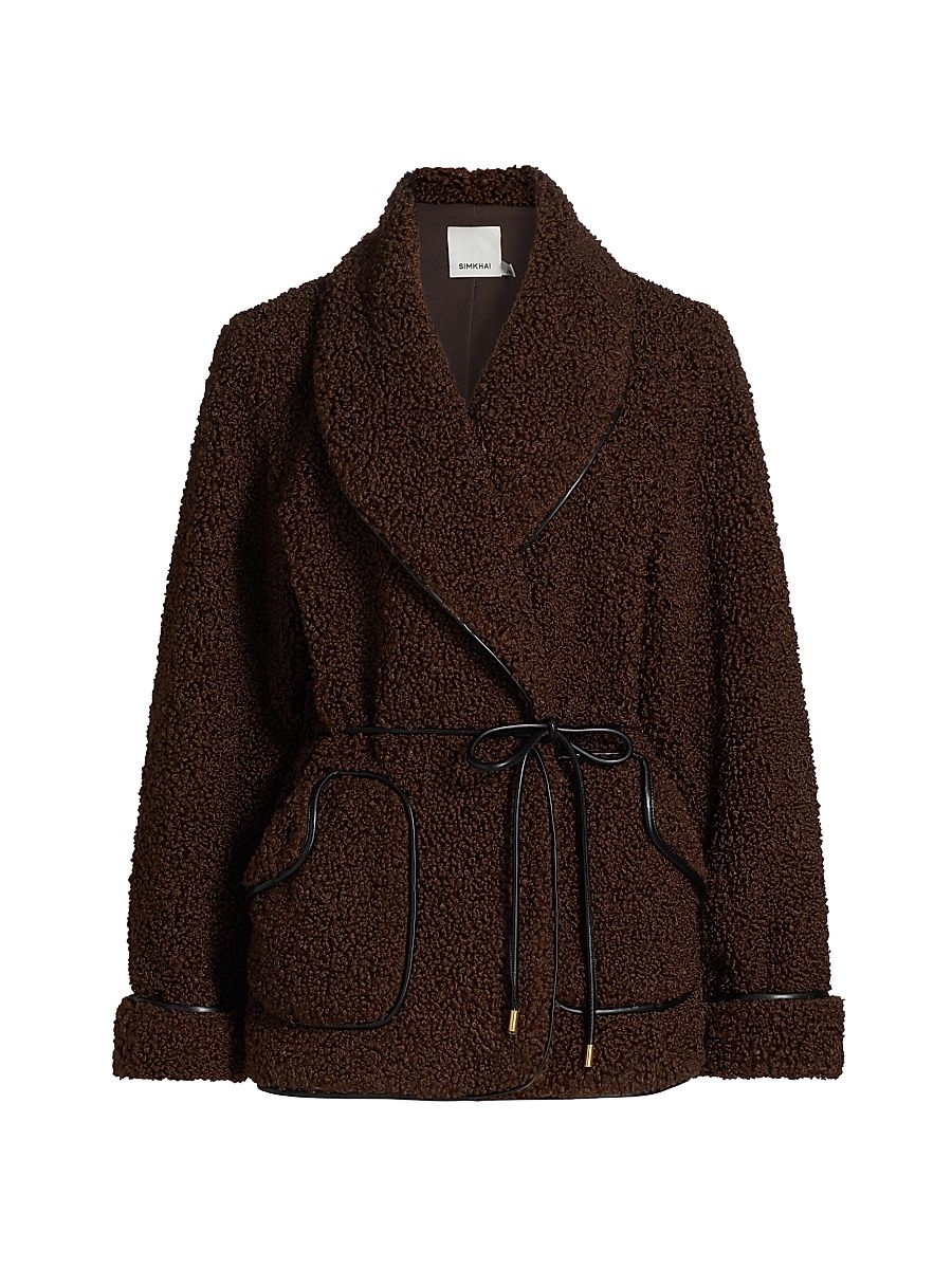 Women's Kimia Tie-Waist Sherpa Jacket - Raven - Size XS