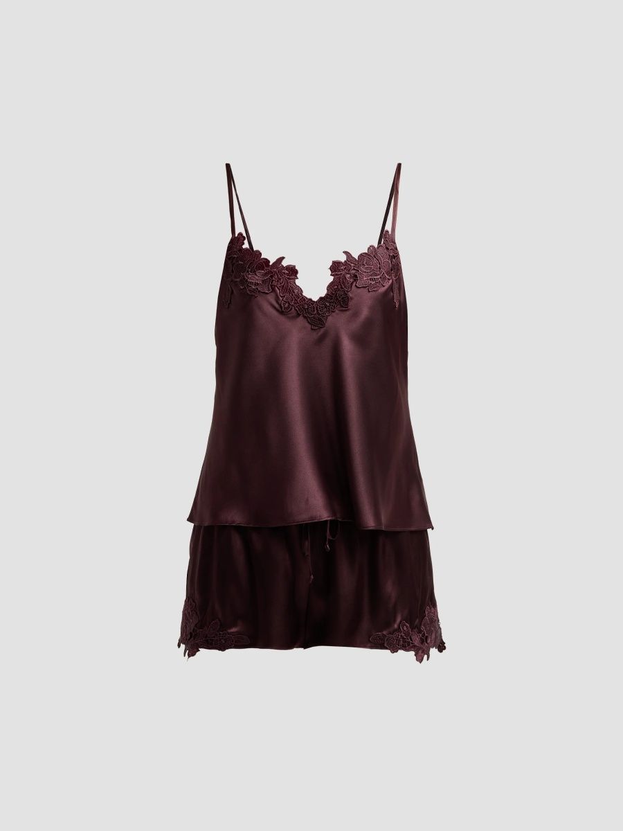 In Bloom Women's Maddie Satin Cami & Shorts Set - Chocolate - Size XS