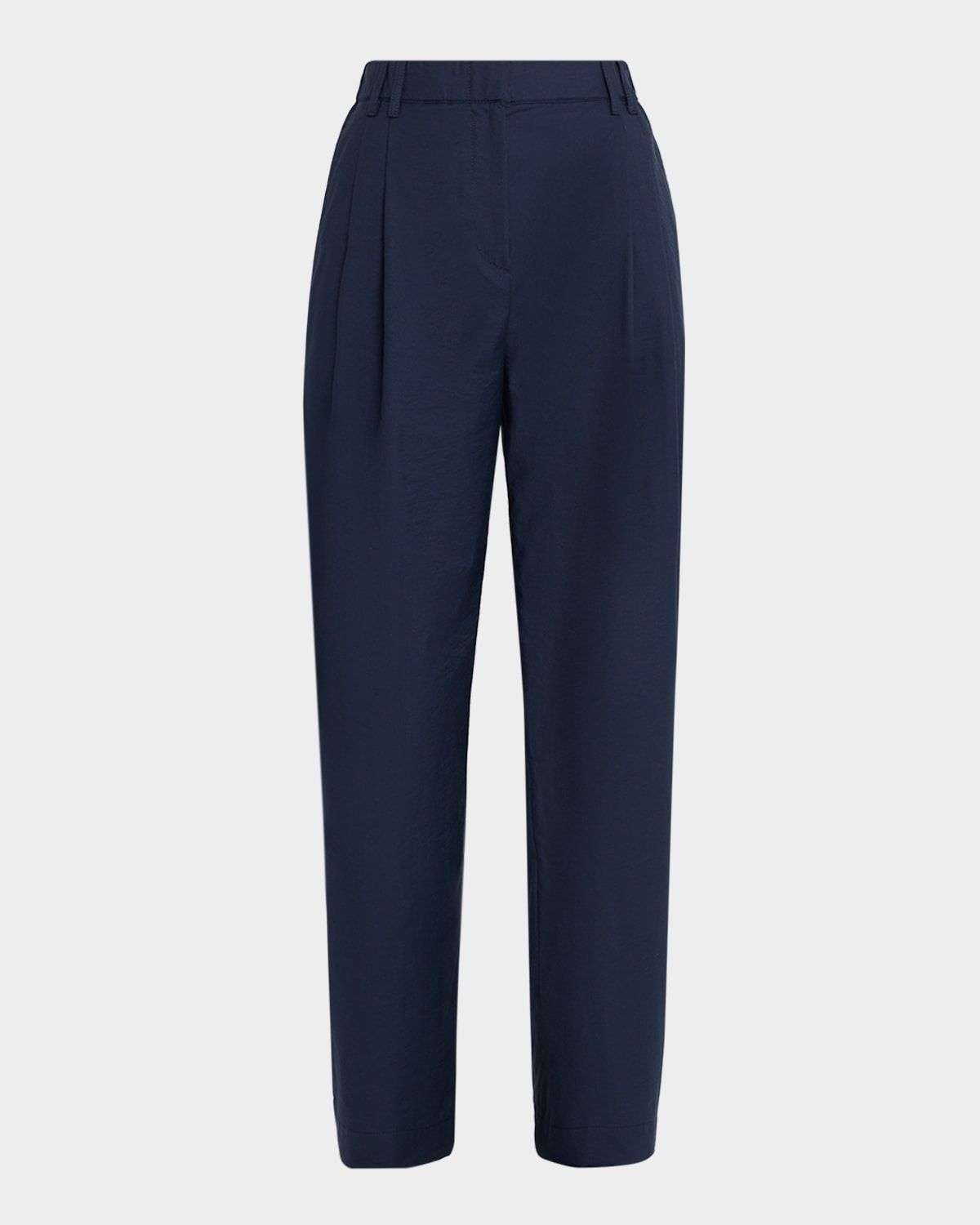 Crispy Diagonal Cotton Straight-Leg Pants