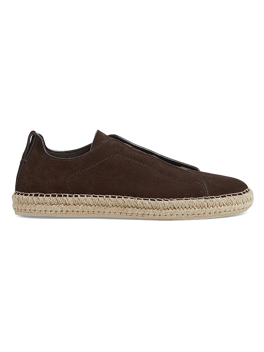 Men's Suede Triple Stitch Espadrilles - Dark Brown - Size 12