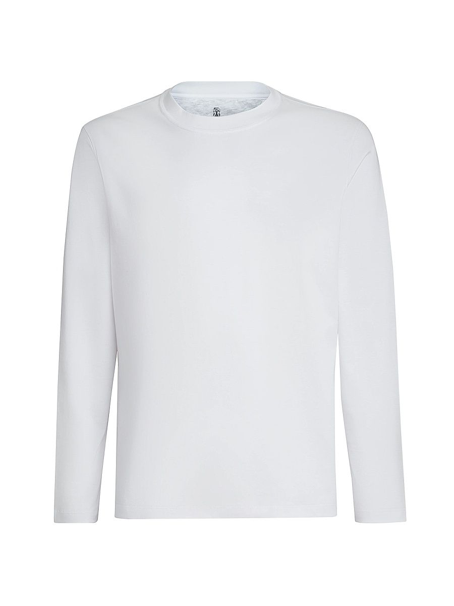 Men's Cotton Jersey Long Sleeve Crew Neck T-Shirt - White - Size Small