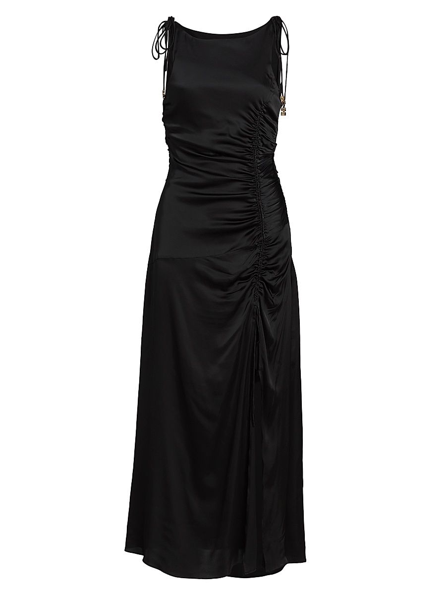 Women's Satin Gathered Maxi Dress - Black - Size 10