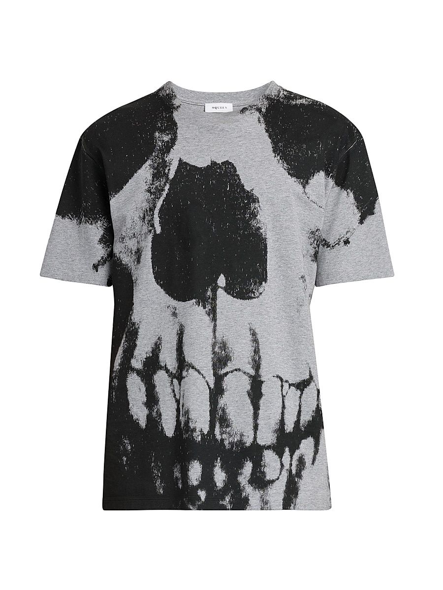 Men's Skull Cotton Crewneck T-Shirt - Grey - Size Medium