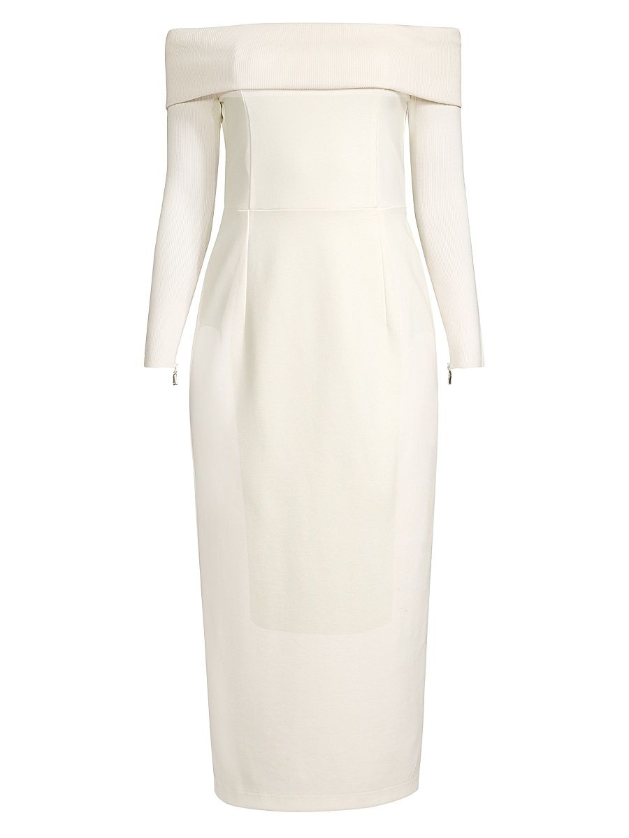 Women's Ruby Off-The-Shoulder Sheath Midi-Dress - Ivory - Size 4