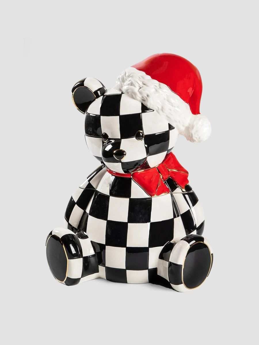 MacKenzie-Childs Christmas Spirit Courtly Santa Bear Cookie Jar