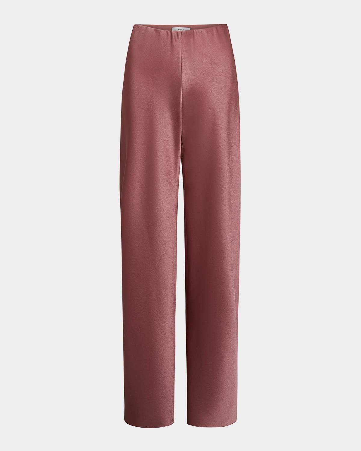 Fluid Bias-Cut Crushed Satin Pants