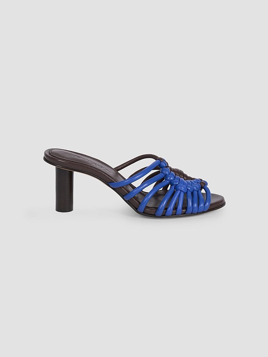 Women's Plot 70MM Two-Tone Strappy Leather Sandals - Blue Chocolate Brown - Size 9