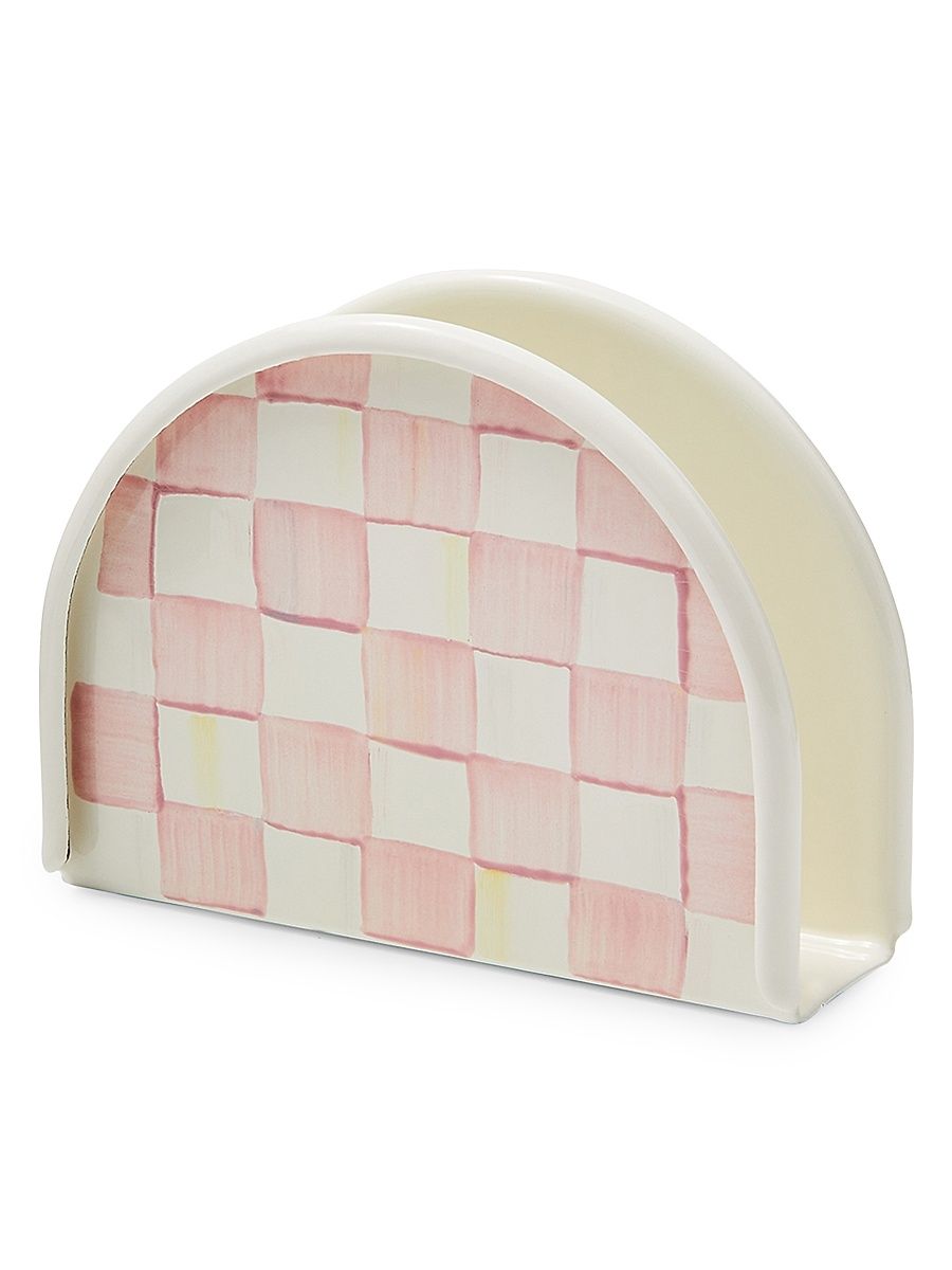 Rosy Check Enamel Napkin Holder