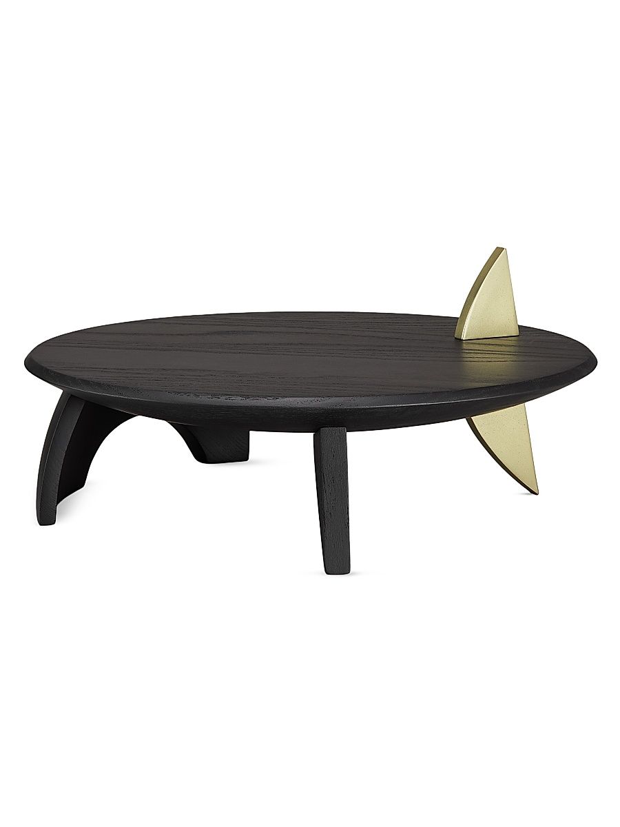 Kelly Behun Leaf Flat Platter On Stand - Blackened Oak