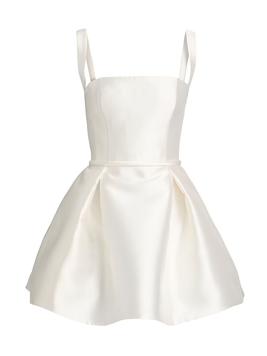 Women's Satin Mini Fit & Flare Cocktail Dress - Ivory - Size 14