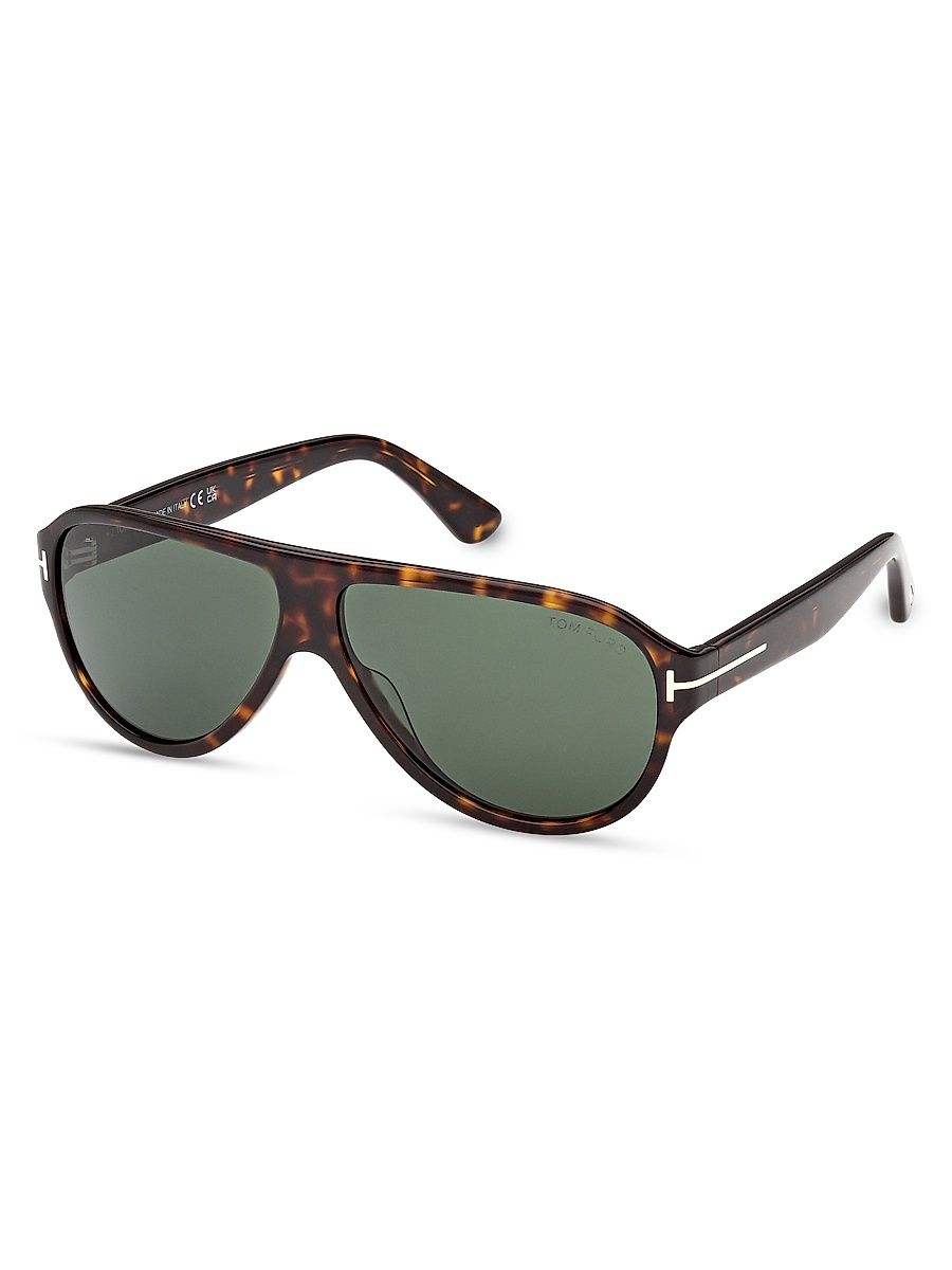 Men's Samuele 61MM Havana Pilot Sunglasses - Brown Green