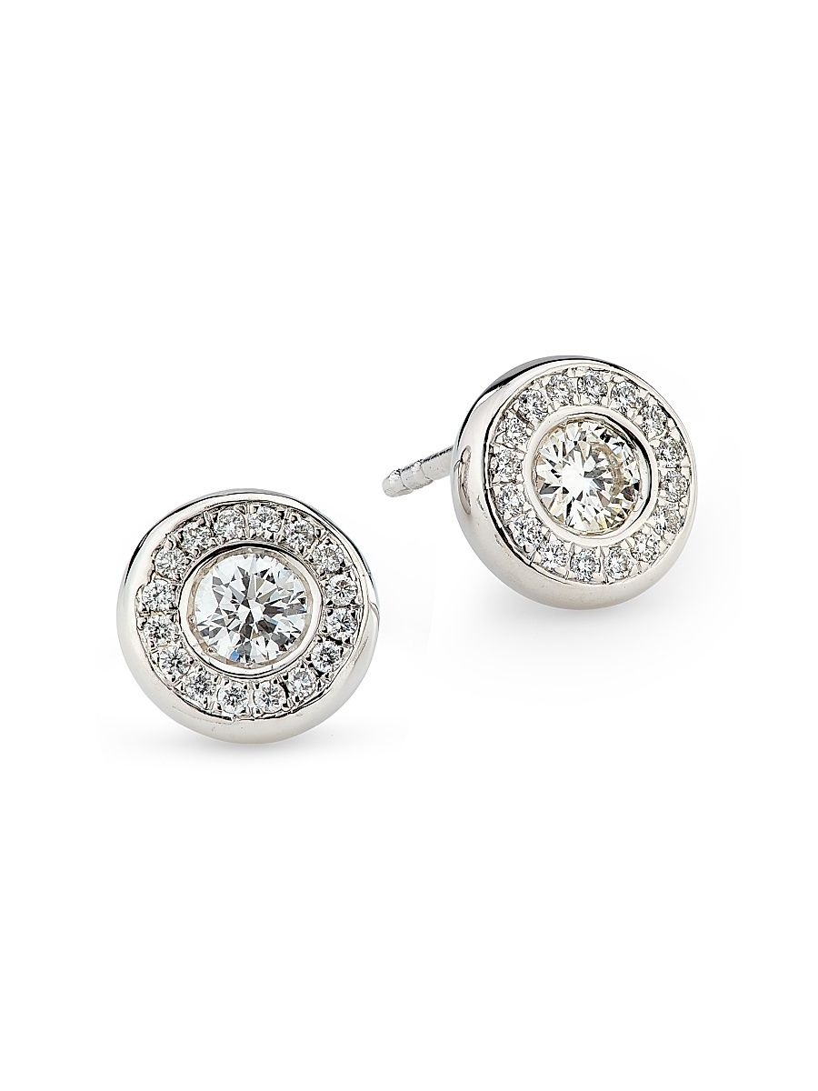 Women's Tiny Treasures 18K Gold & 0.56 TCW Diamond Halo Stud Earrings - White Gold