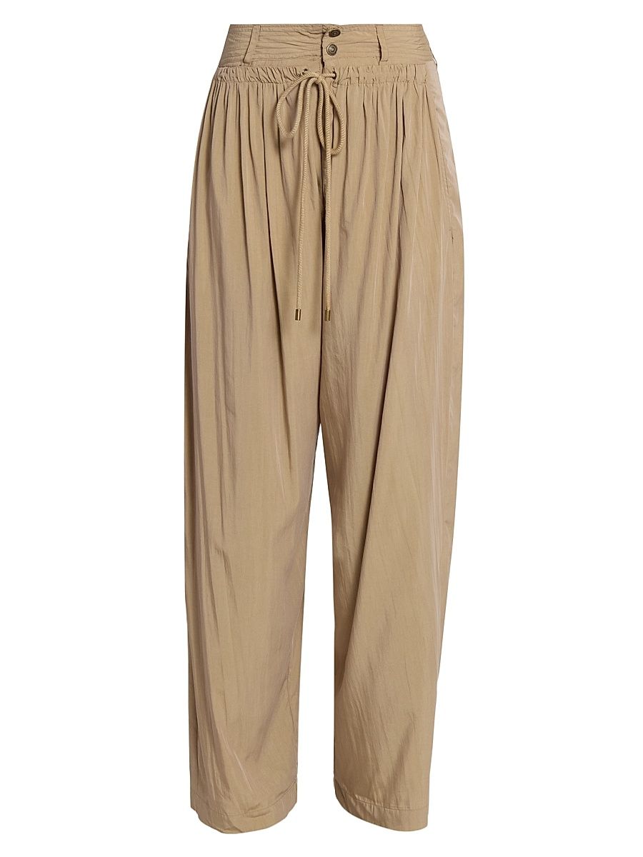 Isabel Marant Women's Inaya Pleated Drawstring Modal-Blend Pants - Khaki - Size 6