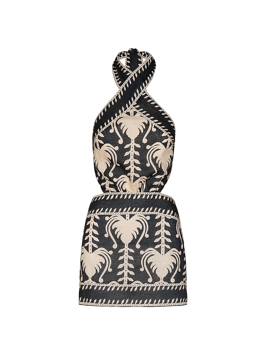 Women's Tide Strength Halter Minidress - Black Ecru - Size 12