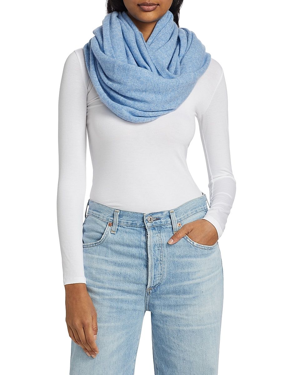 Women's COLLECTION Lightweight Cashmere Infinity Scarf - Denim Sky Heather