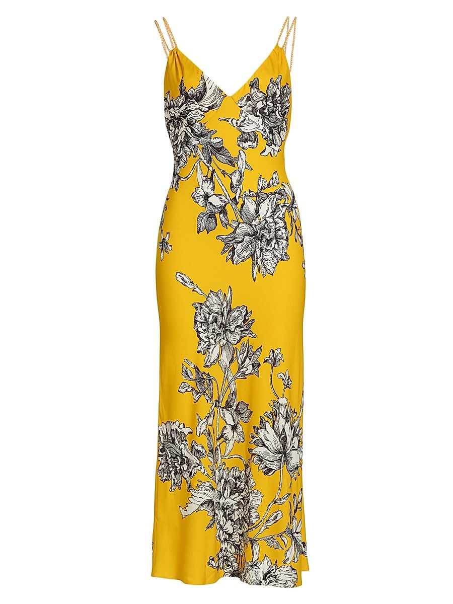 Women's Kiro Floral Sleeveless Midi-Dress - Blooming Wild Golden Hour - Size 8