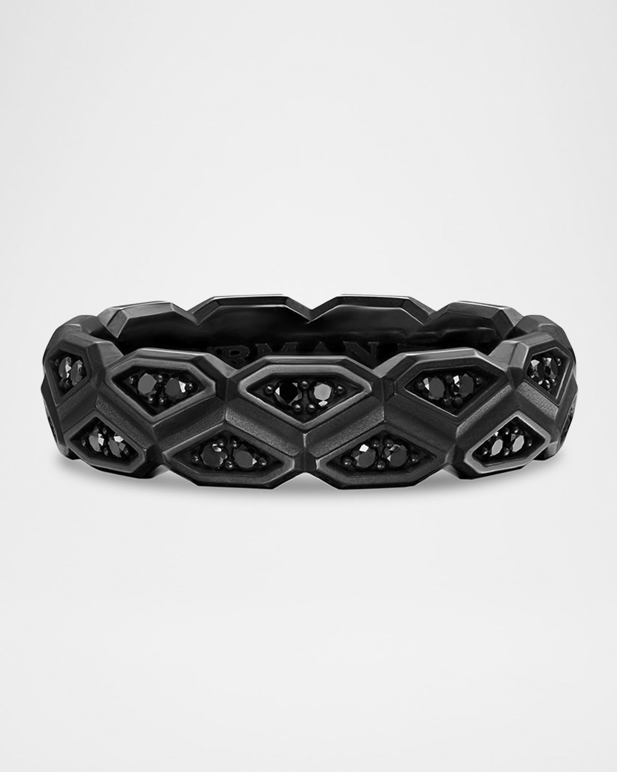 Men & apos;s Hex Band Ring in Black Titanium with Black Diamonds