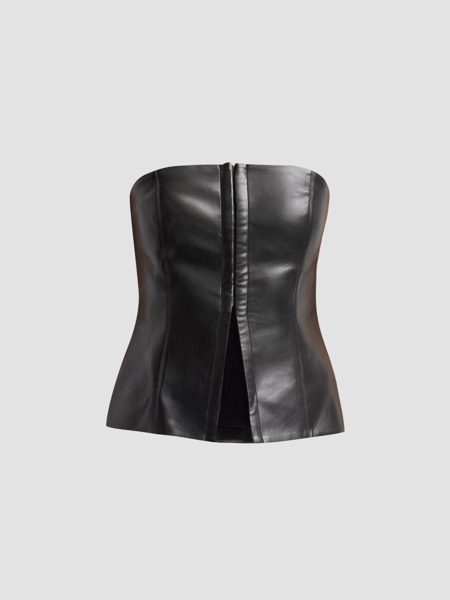 ALICE + OLIVIA Women's Pat Faux Leather Vest Top - Black - Size 14