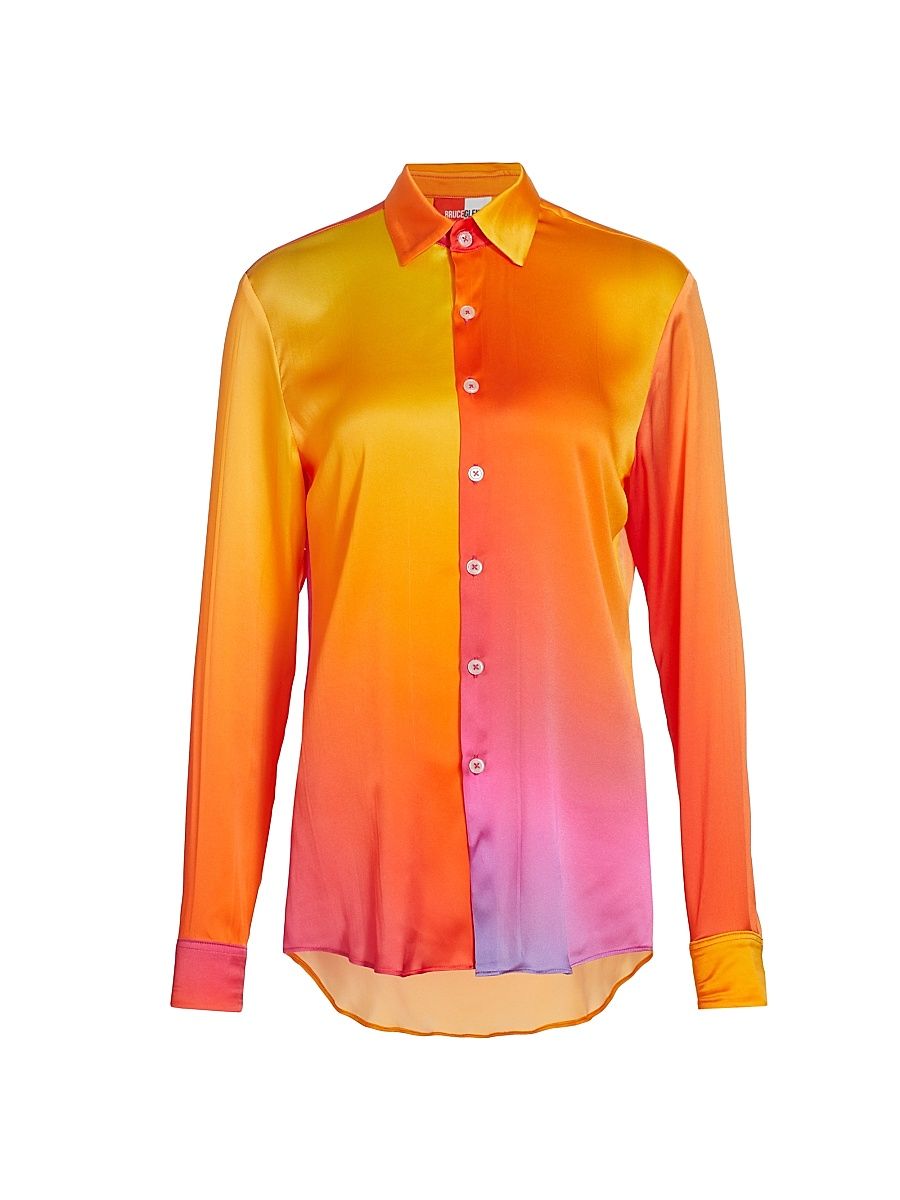 Women's Prism Collection Gradient Silk Shirt - Sunrise Gradient - Size Medium