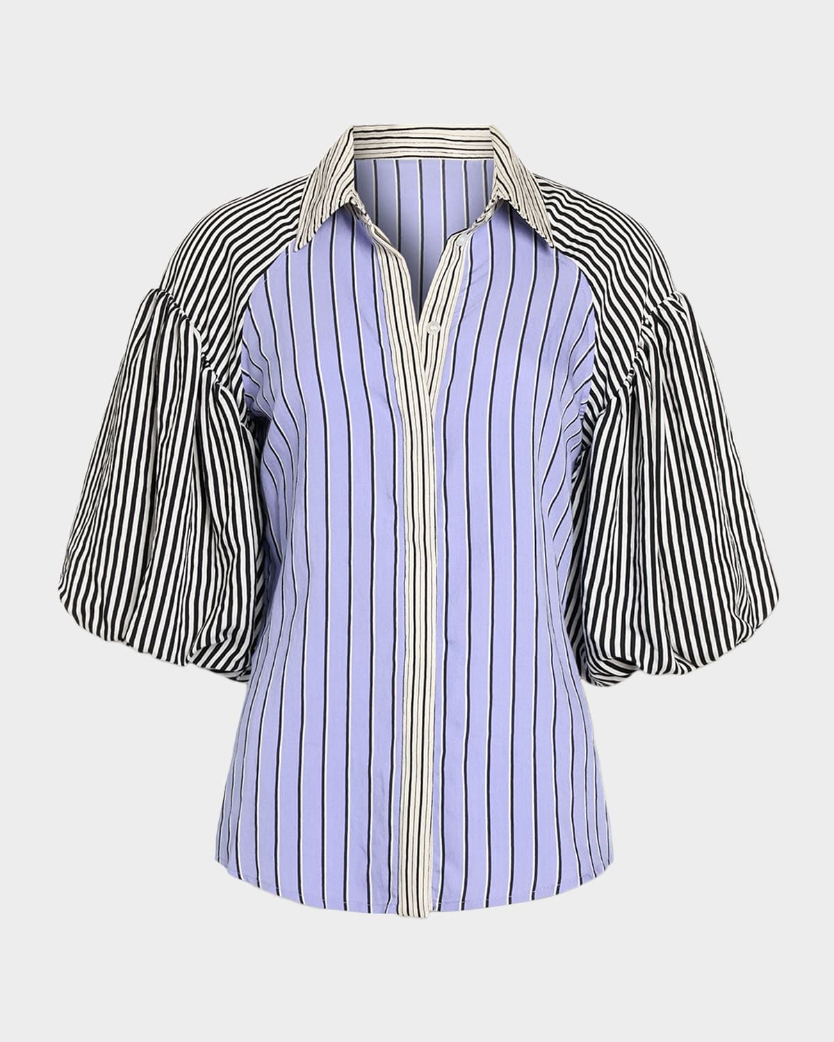 Flor Mixed-Stripe Blouse