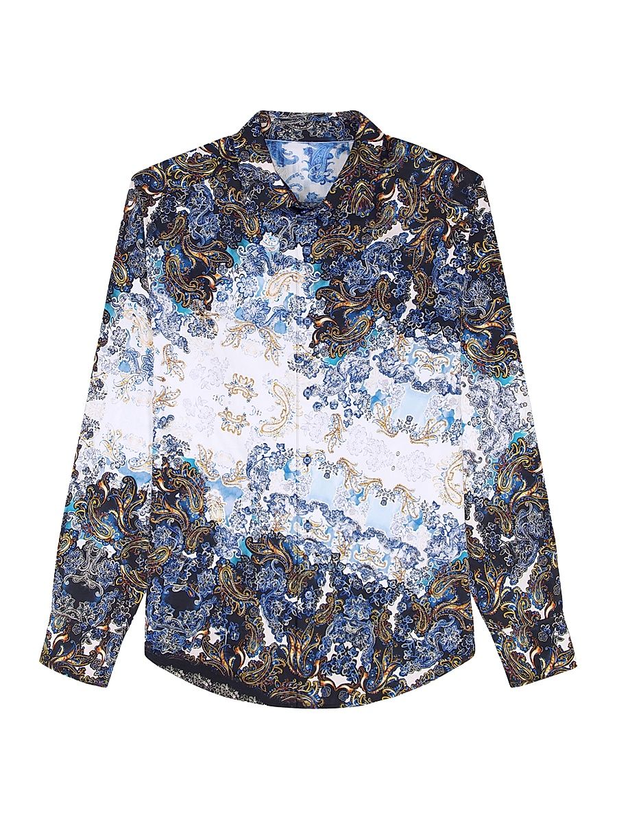 Men's Clapham Embellished Paisley & Floral Cotton Shirt - Size XXXL