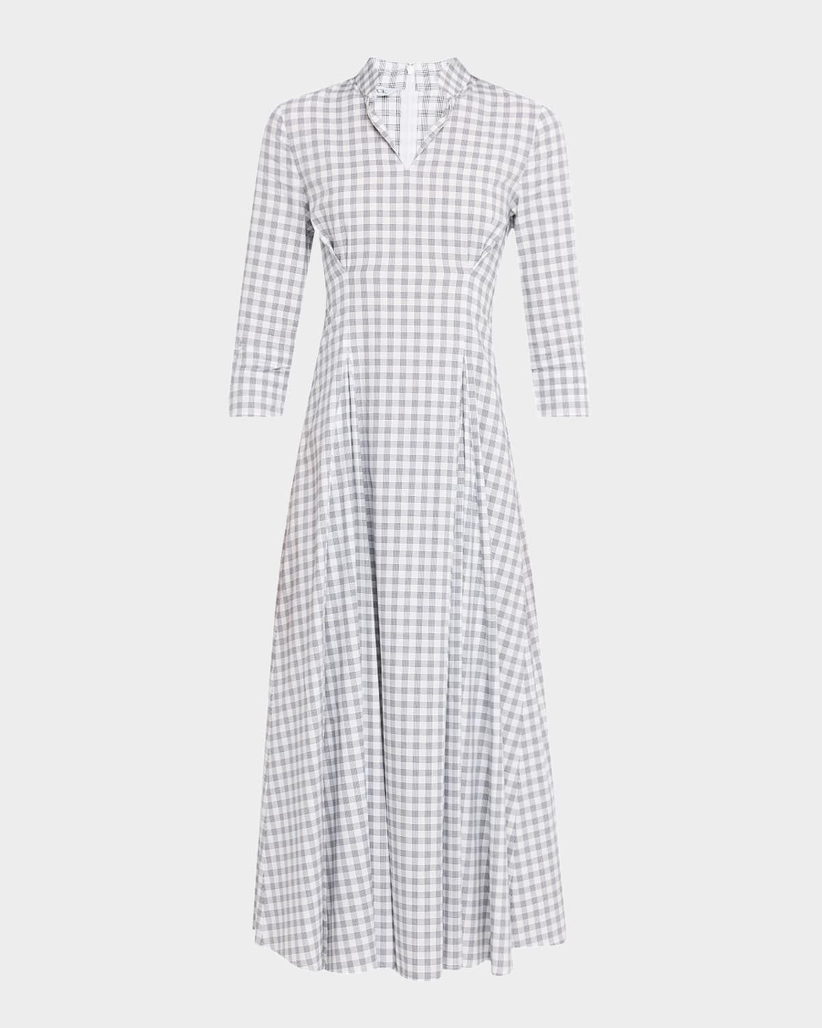 Fit-&-Flare Plaid Cotton Maxi Dress