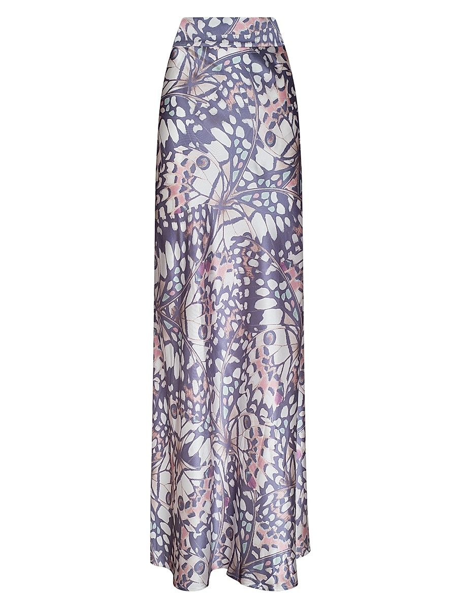 Women's Ryker Butterfly-Print Silk Maxi Skirt - Multi Butterfly Wing - Size 0