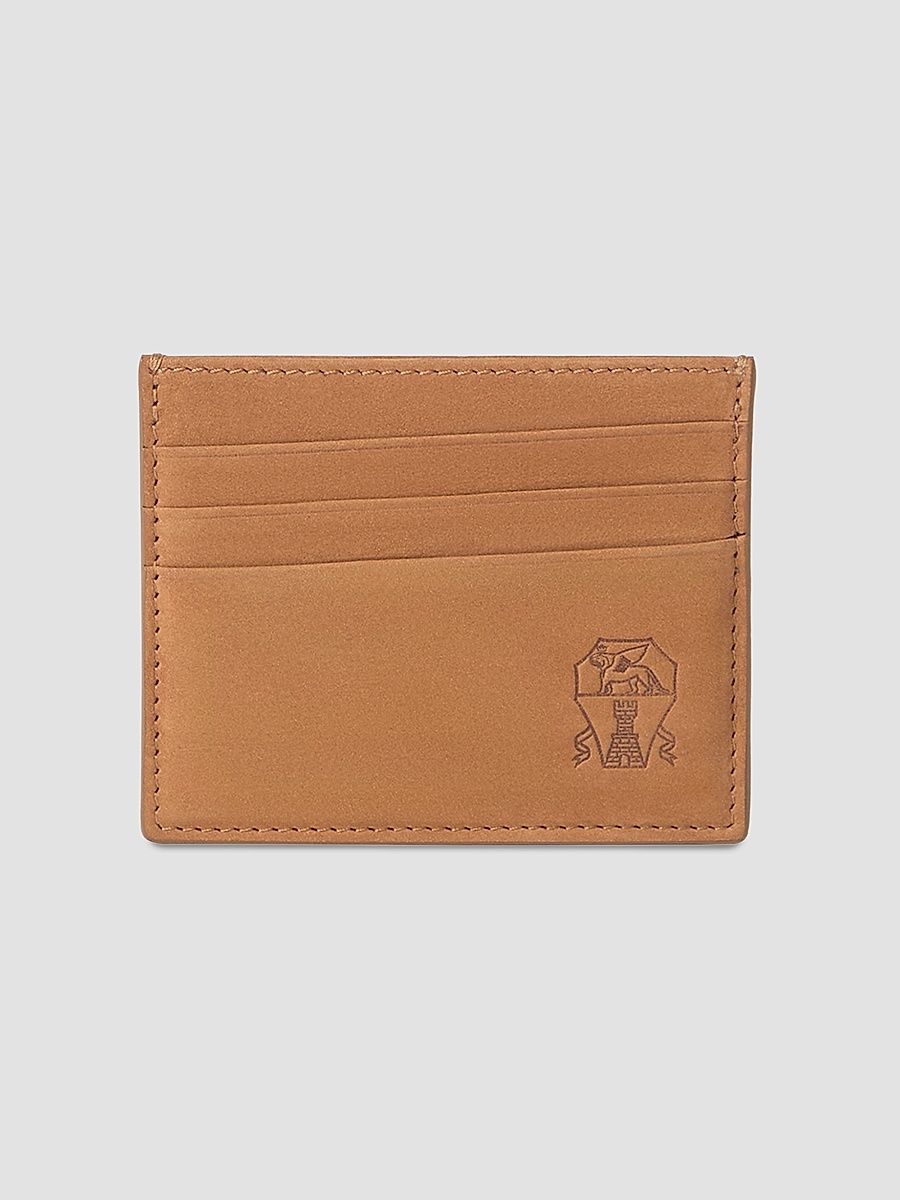 Men's Nubuck Card Holder - Cognac