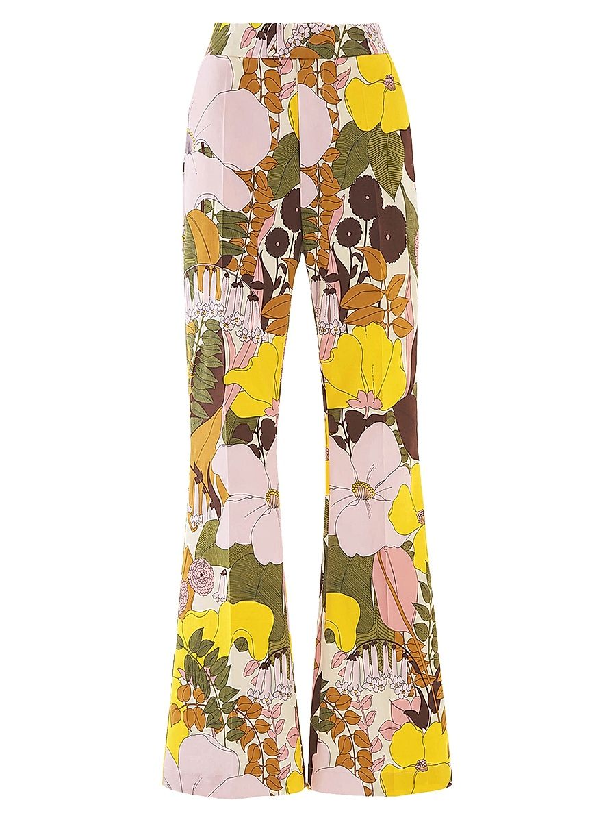 Women's Saturday Night Pants - Big Flower Rose Pink - Size Large