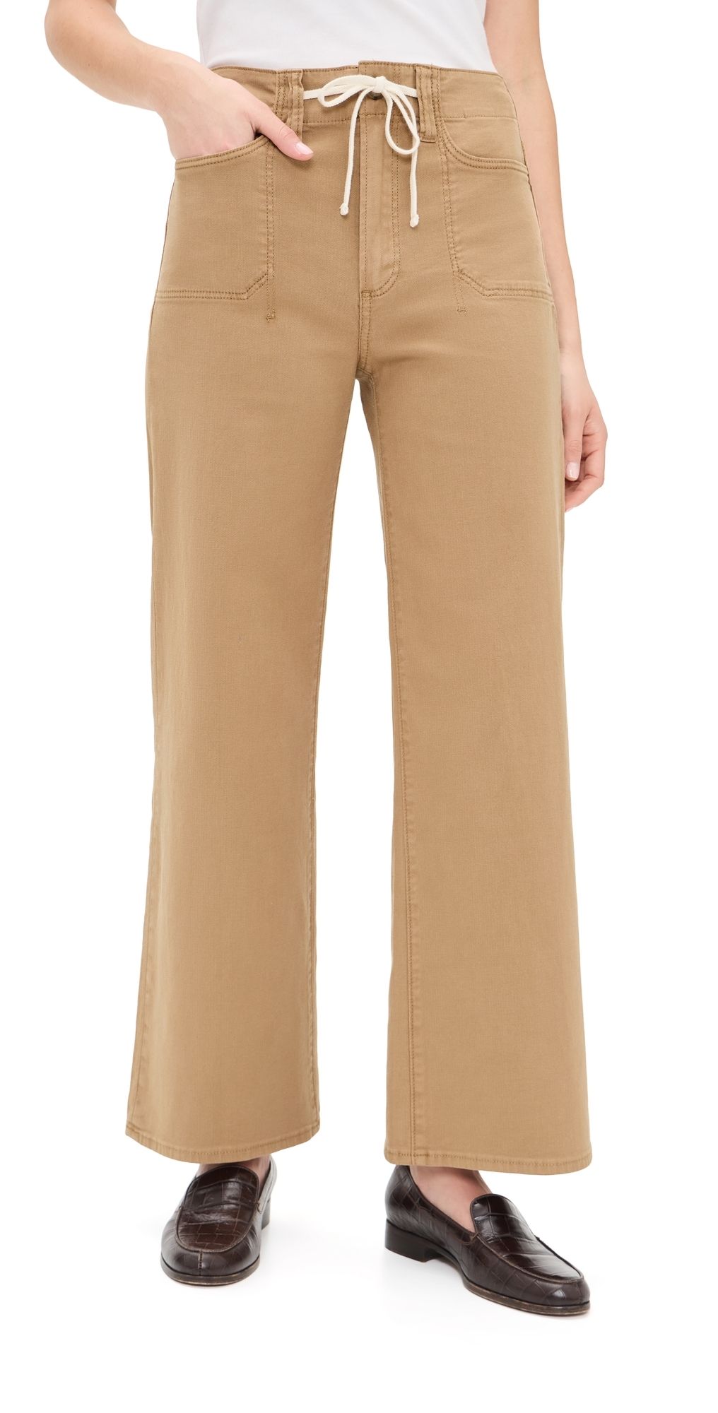 PAIGE Ari Waistband Tie and Stitch Thru Utility Pockets Pants Vintage Sunflower 27