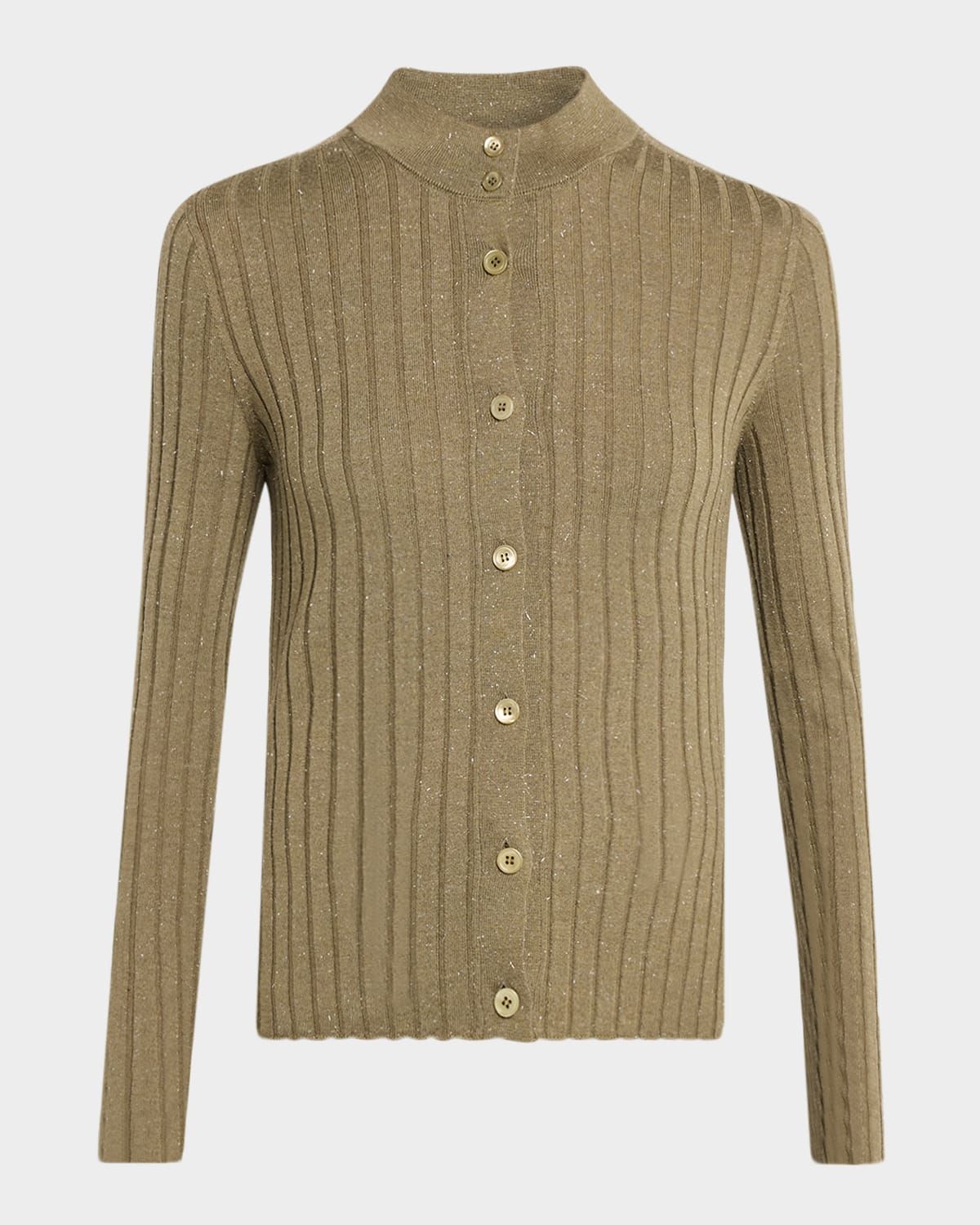Button-Down Shimmer Rib Knit Sweater