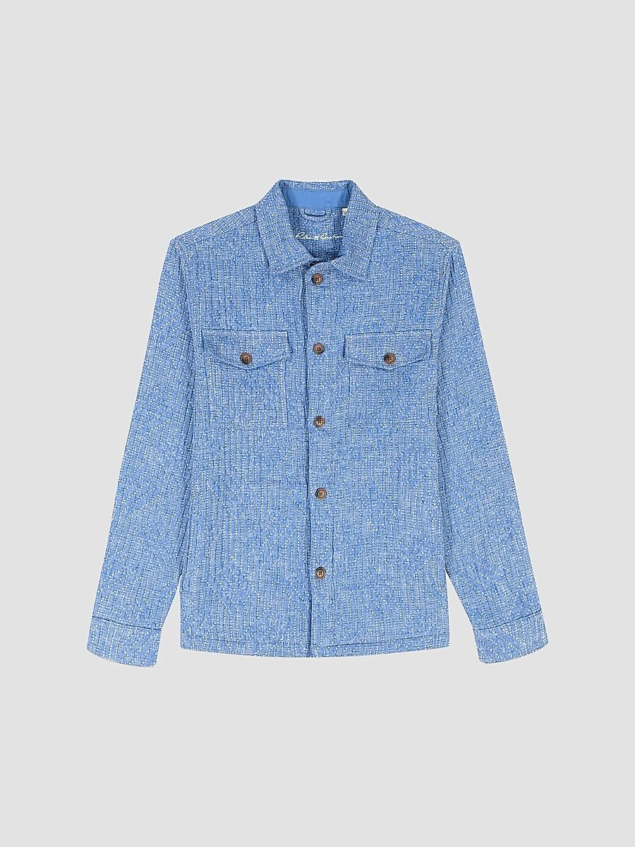 Men's Shawell Patterned Shirt Jacket - Blue - Size XXL