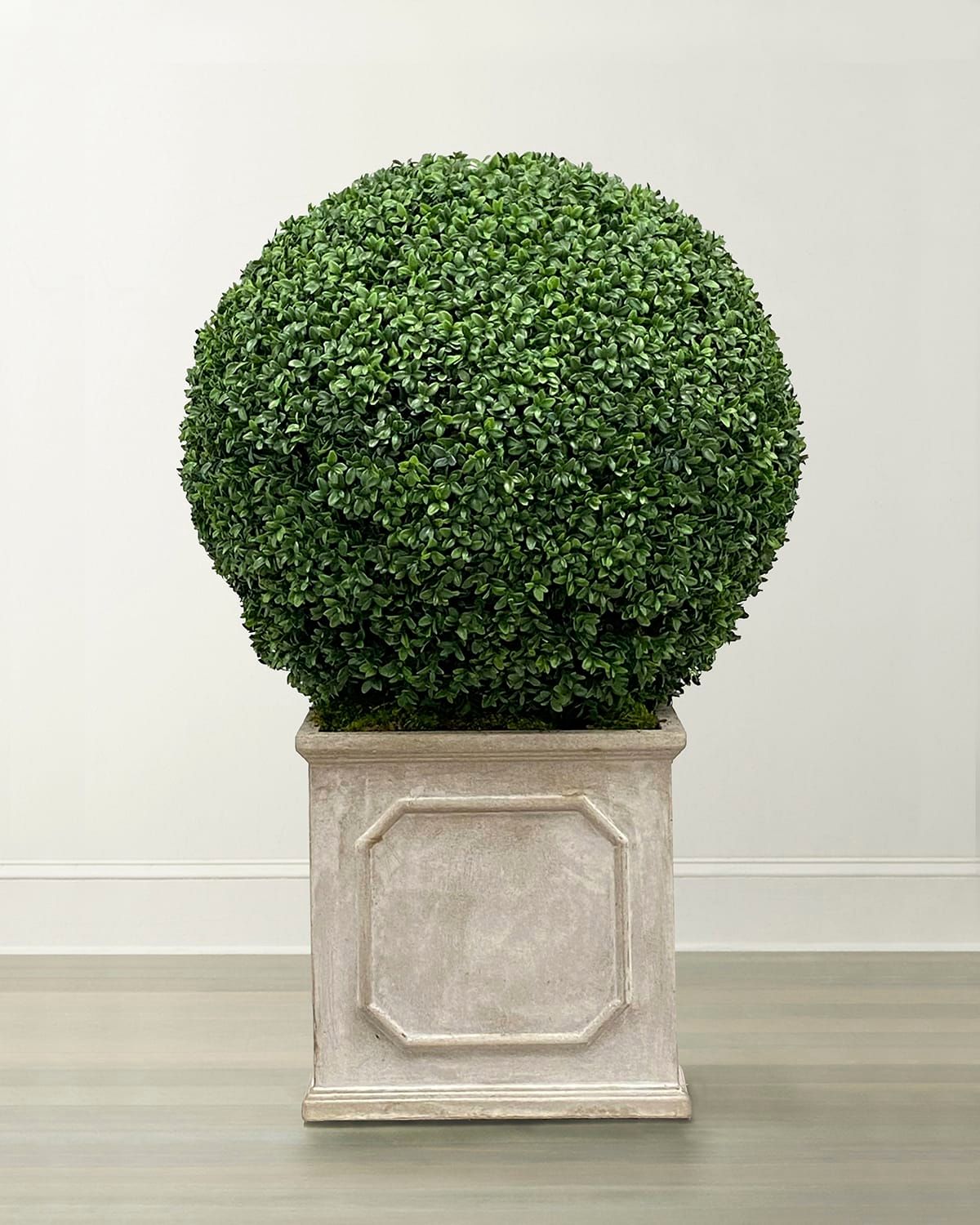 Faux Boxwood Ball Topiary Plant in Planter, 36"T