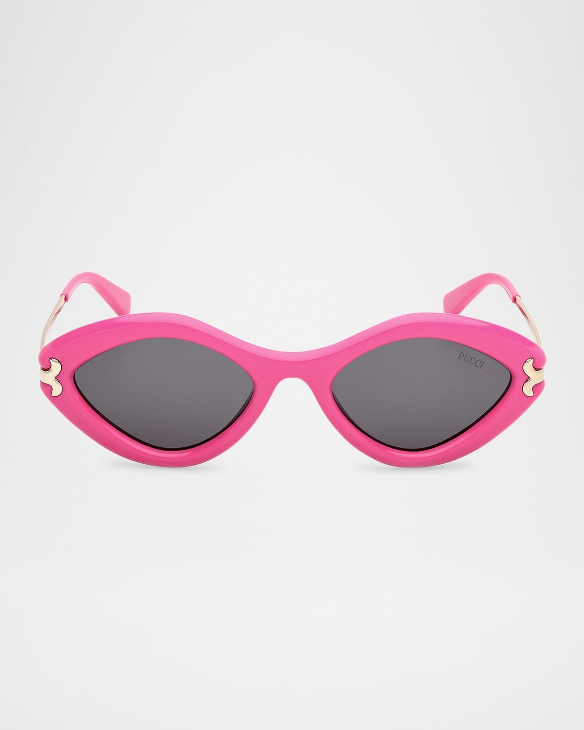 Logo Acetate & Metal Oval Sunglasses