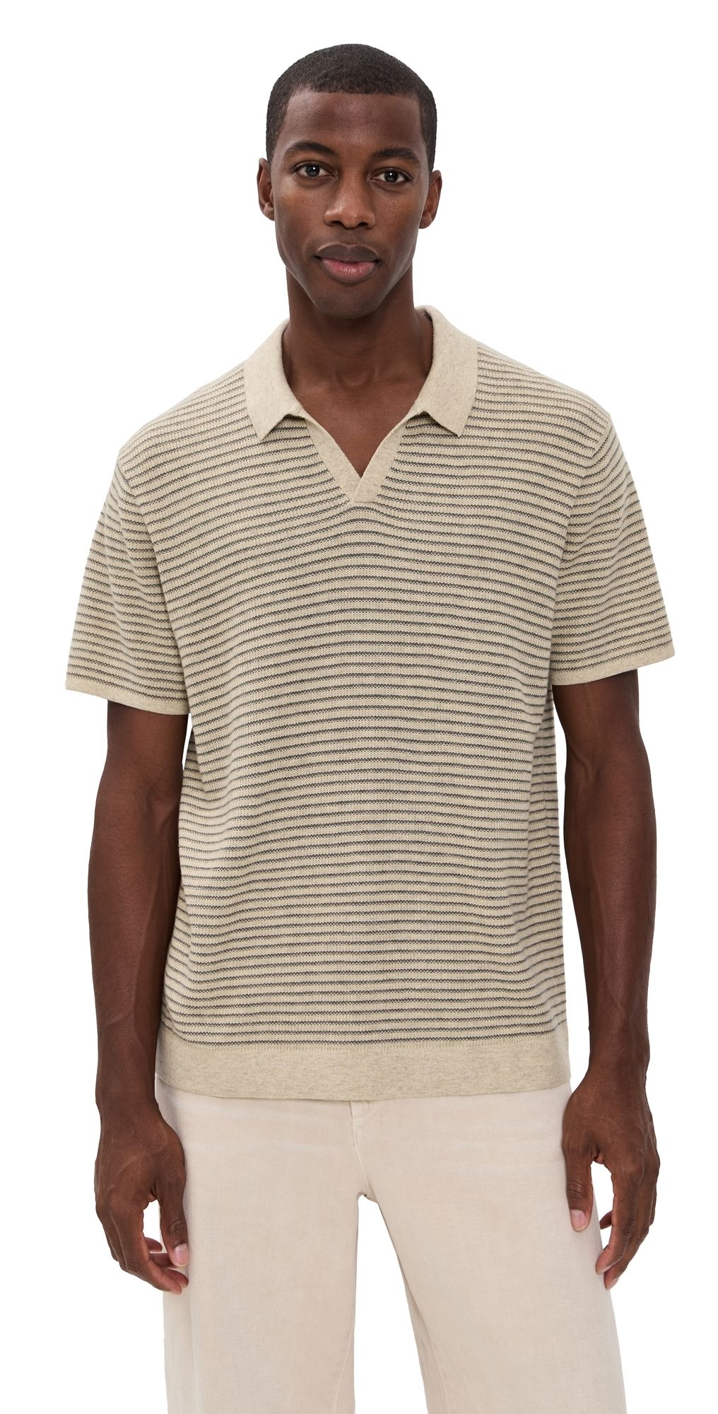 Marine Layer Liam Sweater Polo Natural/Charcoal L