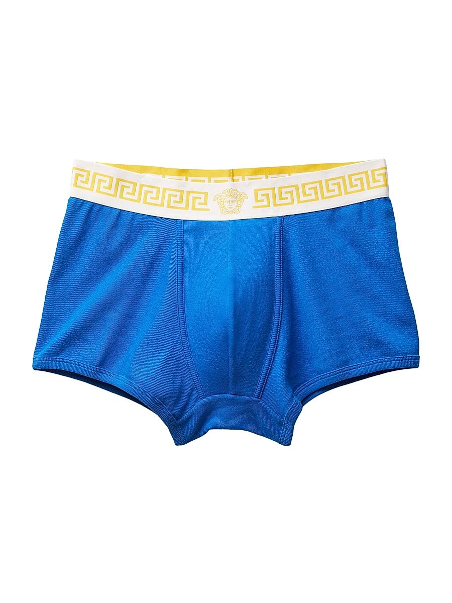 Men's Greca Medusa-Head Boxer Brief - Electric Blue White Yellow - Size XL