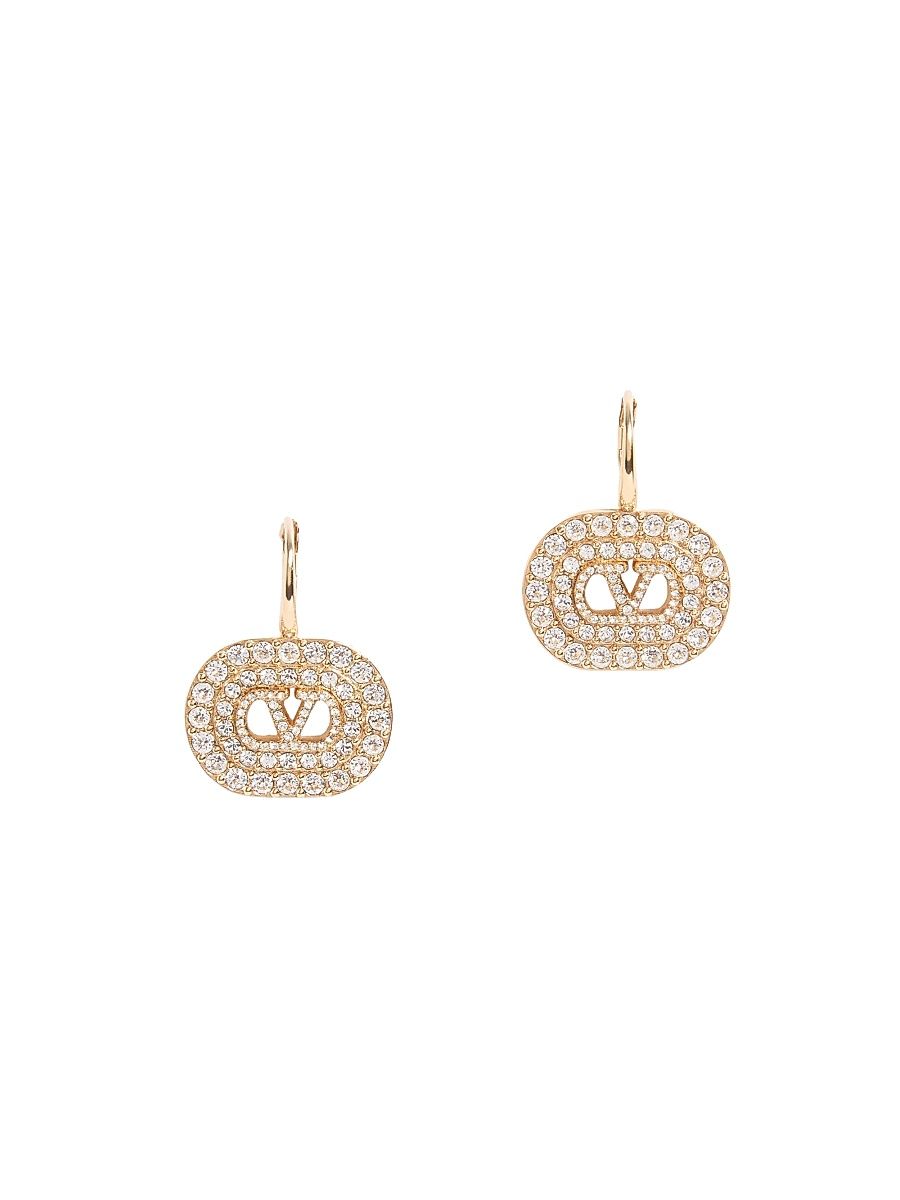 Women's VLogo Signature Earrings in Metal with Swarovski Crystals - Gold Crystal