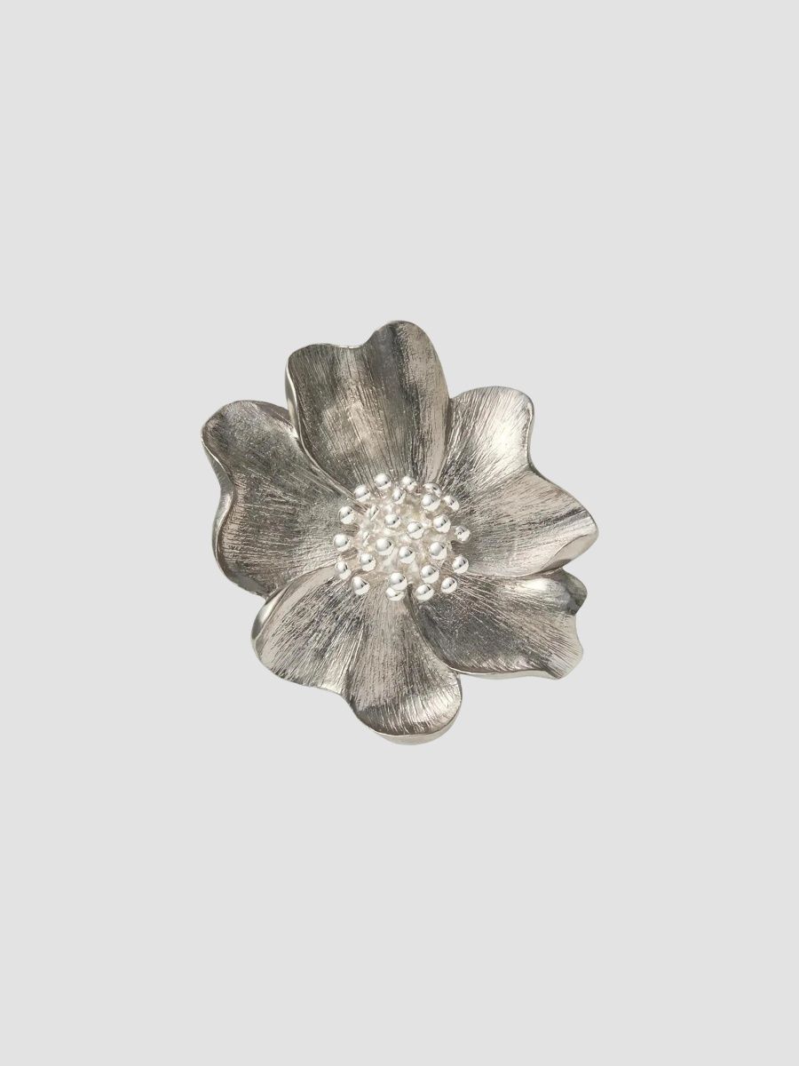 Jan Leslie Men's Sterling Silver Flower Lapel Pin - Gunmetal