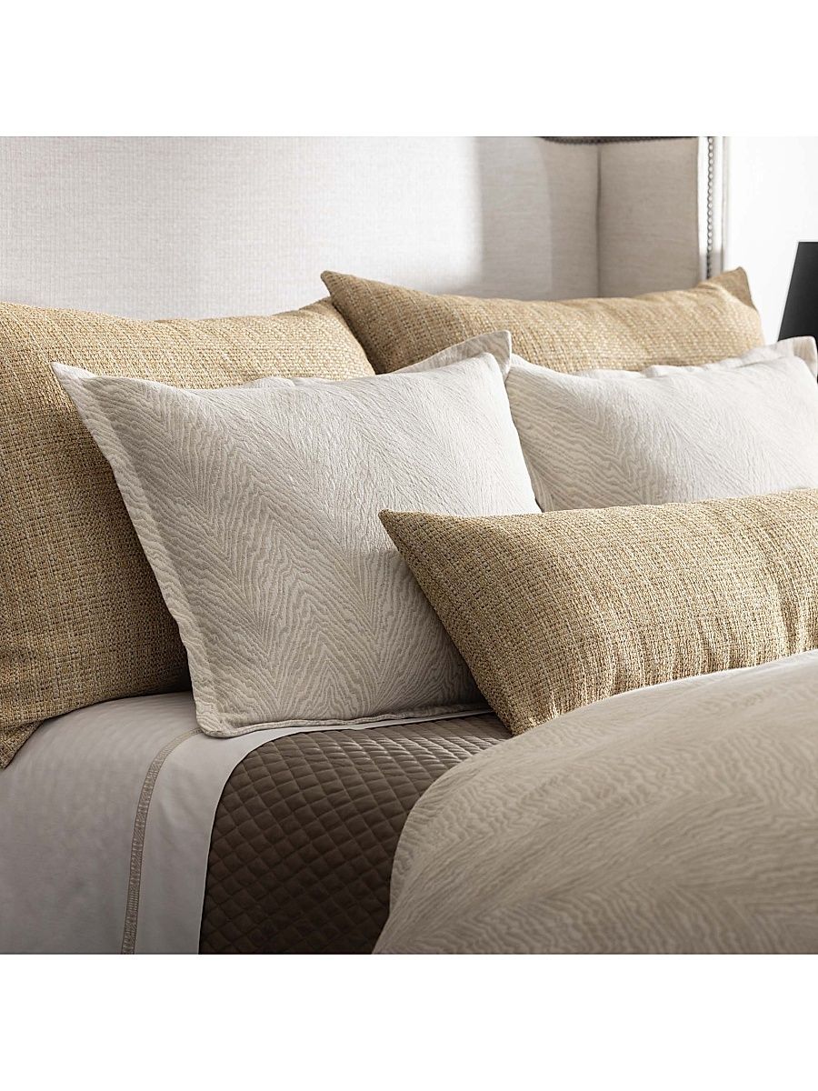 Kenya Jacquard Cotton-Linen Pillow & Duvet Collection - Camel - Size Queen