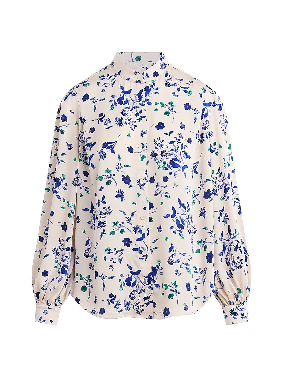 Women's The Lauren Floral Button-Front Top - Pink Floral - Size XS