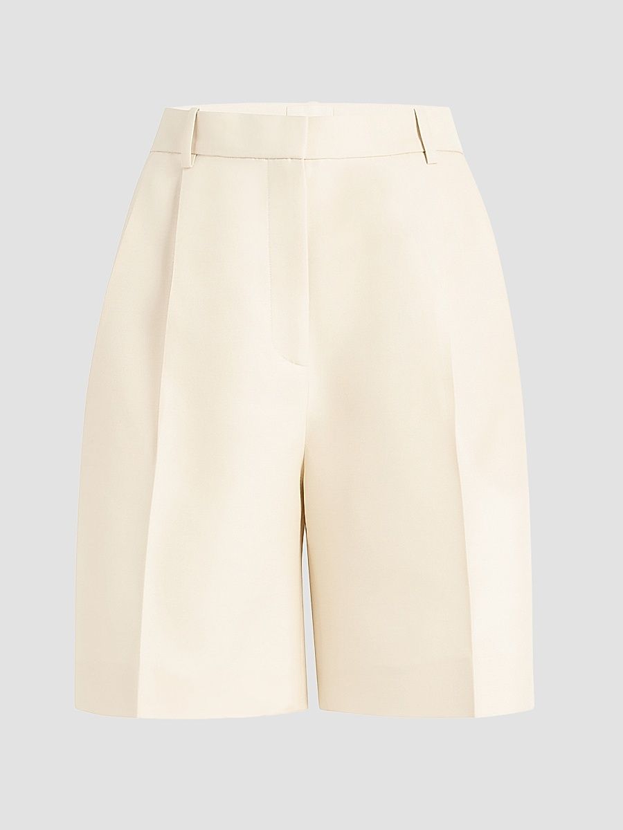 Women's Auggie Wool-Silk Shorts - Ivory Glow - Size 10