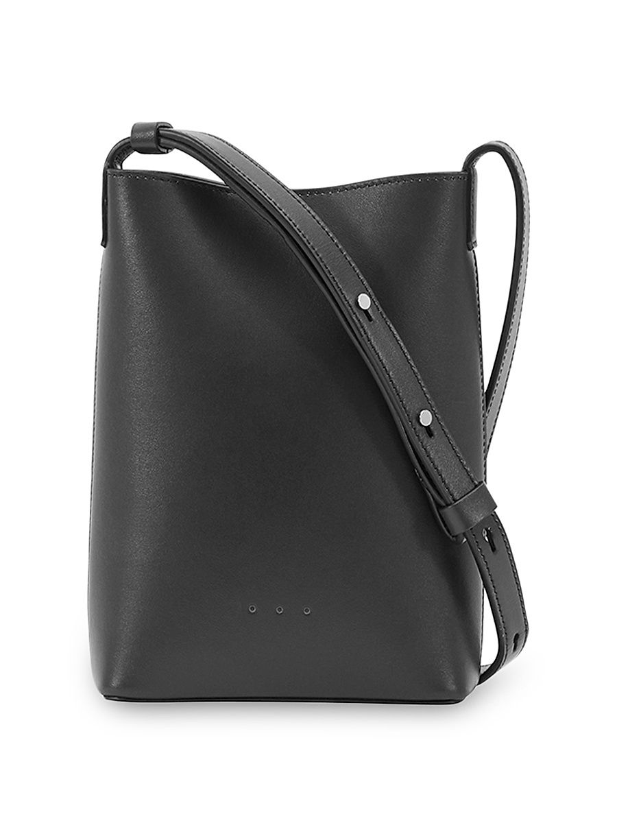 Women's Micro Sac Leather Crossbody Bag - Black