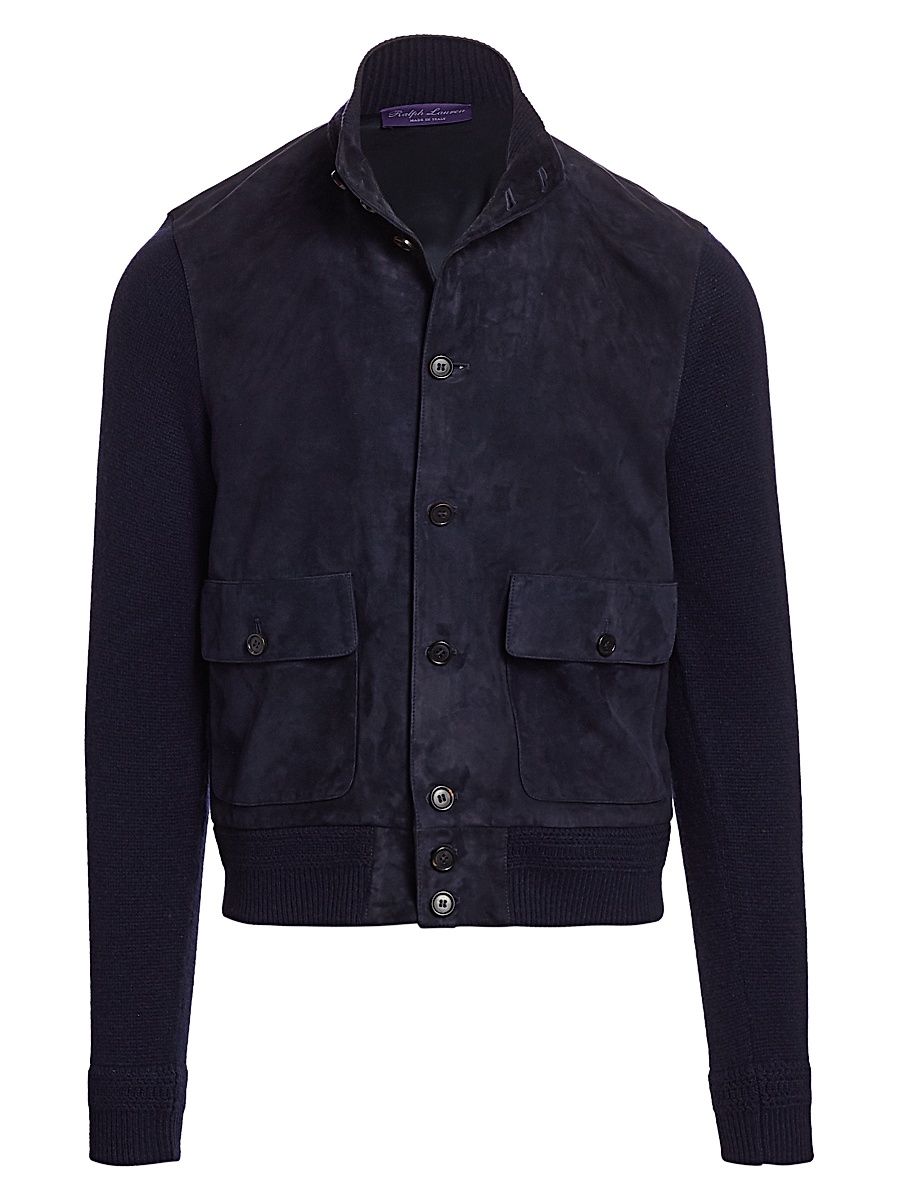 Men's Suede & Cashmere Jacket - Classic Chairman Navy - Size XL