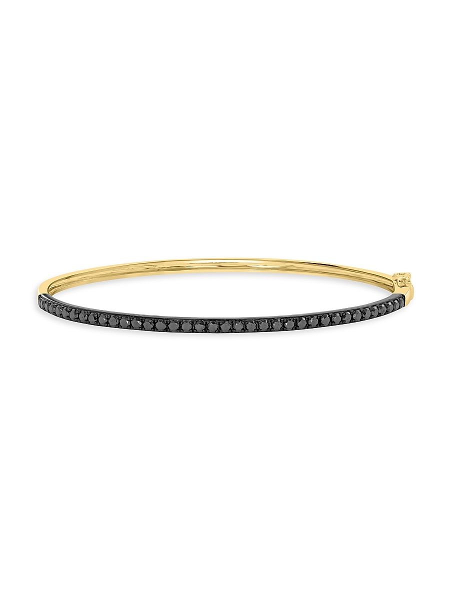 Women's 14K Yellow Gold & 1.00 TCW Black Diamond Bangle - Yellow Gold