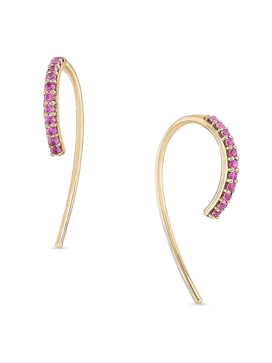 Women's 14K Yellow Gold & Pink Sapphire Earrings - Yellow Gold