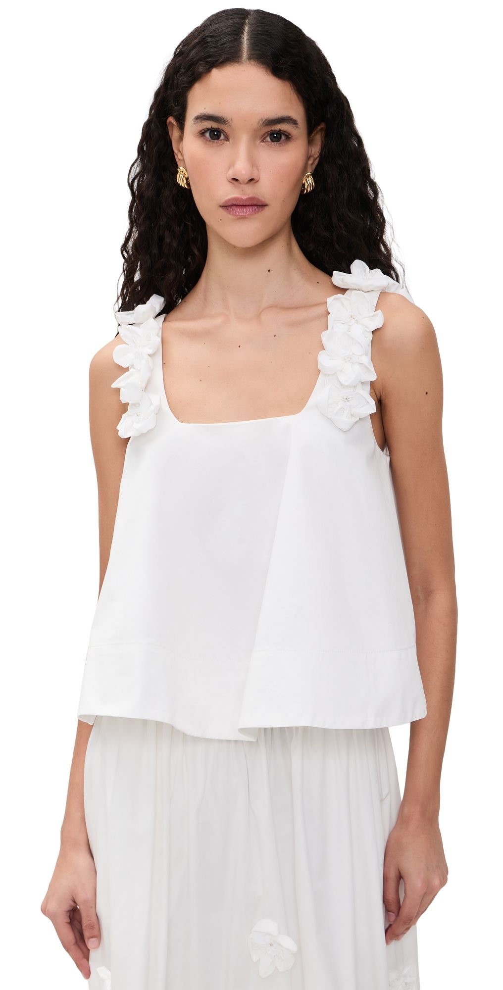English Factory 3D Flower Sleeveless Top White S