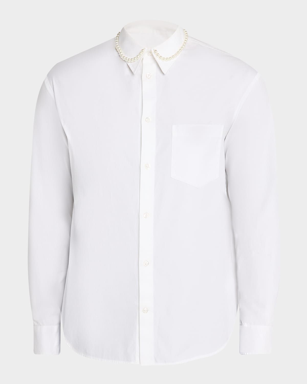Men & apos;s Pearly-Collar Cotton Button-Down Shirt